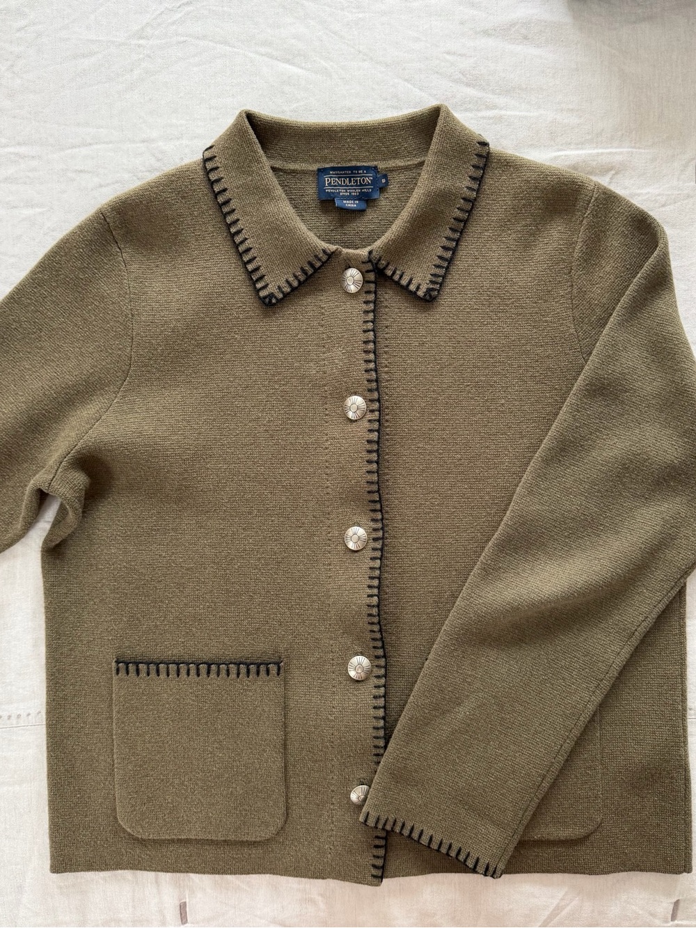 Pendleton Women's Olive Green Wool Button-Front Jacket